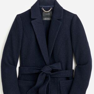 J Crew Italian Boiled Wool Belted Blazer